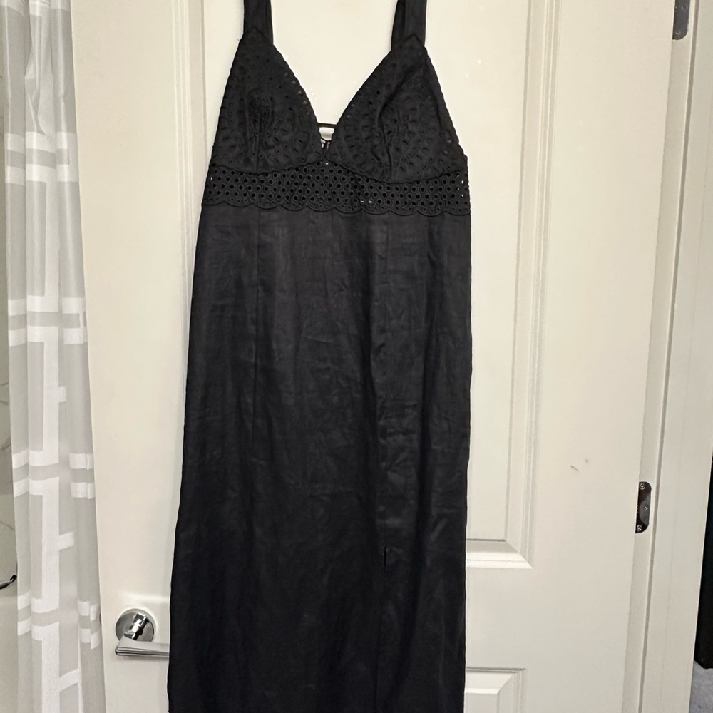 H&M Black Eyelet Midi Dress – Size Large (NWT)